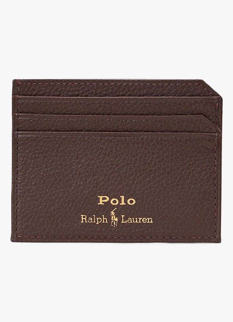Ralph Lauren Heren Pasjeshouder van leer met logo in de kleur Dark Brown / Donkerbruin