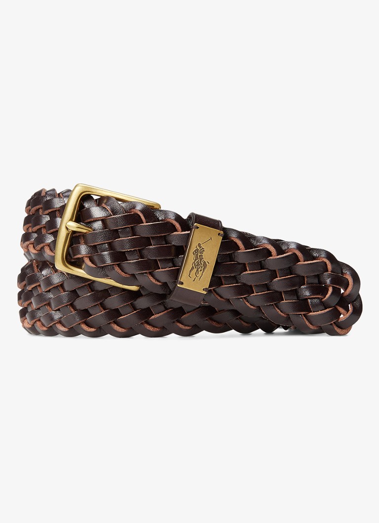 Ralph Lauren Heren Gevlochten riem van leer in de kleur Donkerbruin