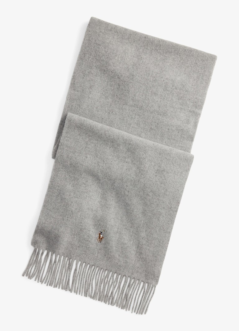 Ralph Lauren Heren Sjaal van scheerwol met franjes in de kleur Andover / Grijs