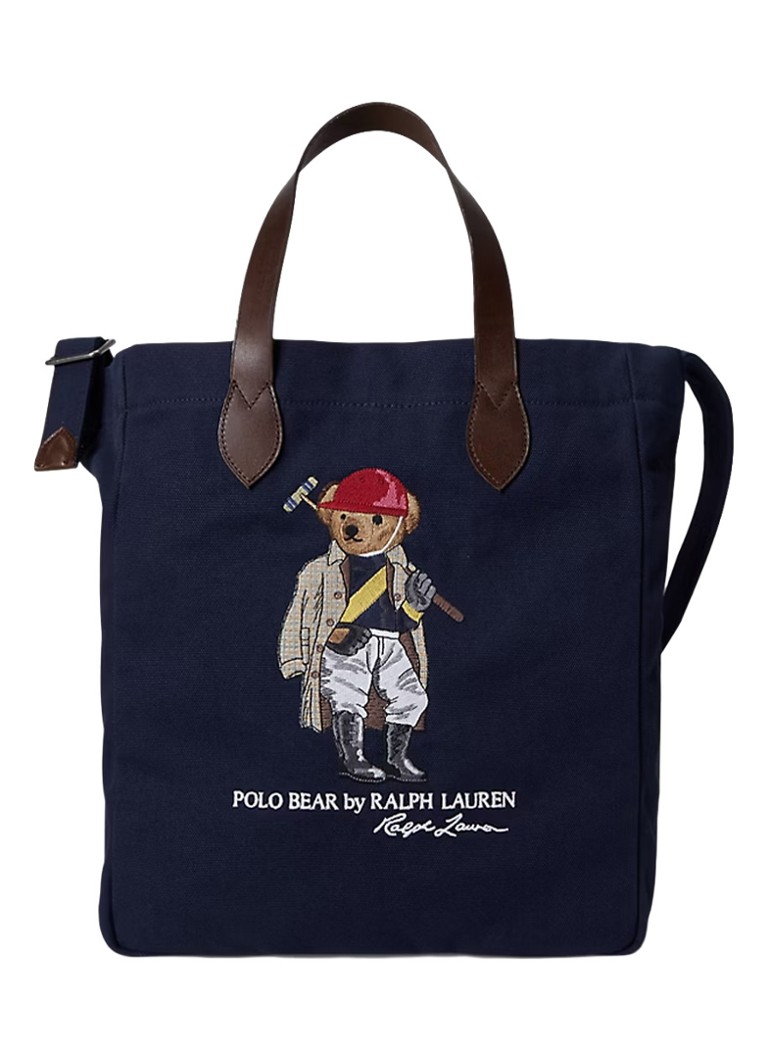 Ralph Lauren Heren Shopper met details van leer en logoprint in de kleur Donkerblauw
