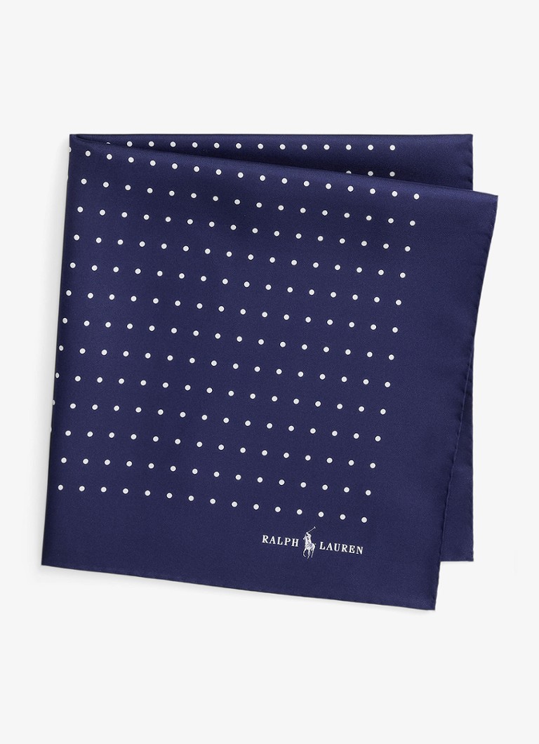 Ralph Lauren Heren Pochet van zijde met stippenprint in de kleur Navy / Donkerblauw