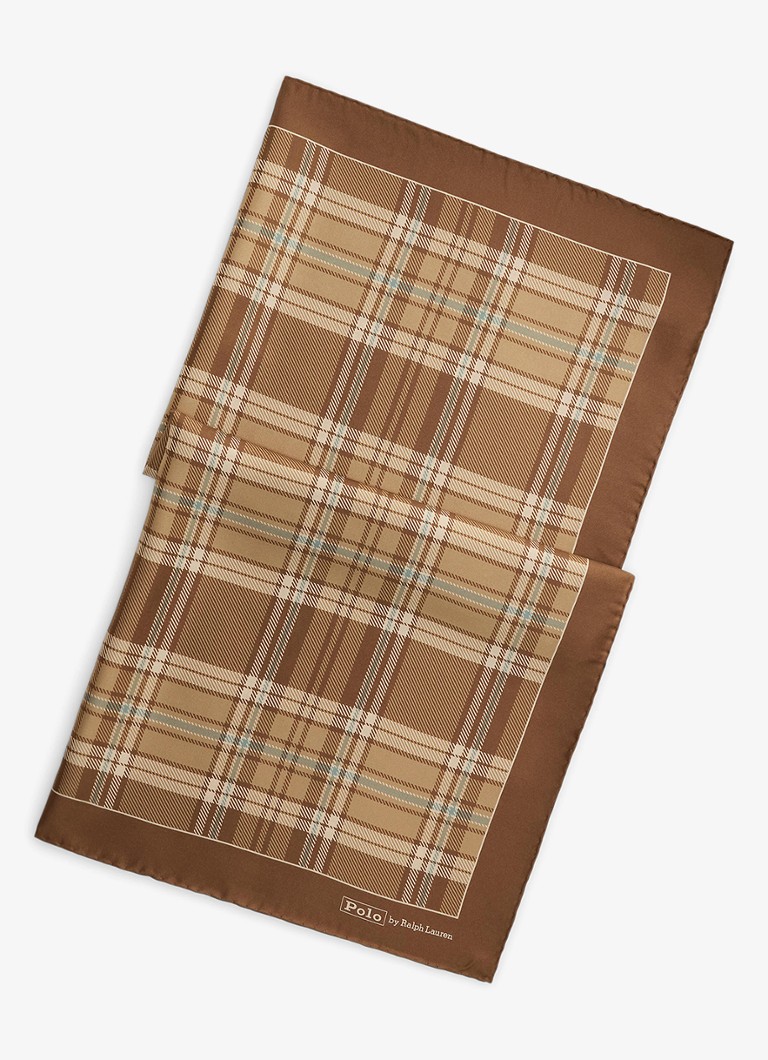 Ralph Lauren Heren Vierkante zijden geruite sjaal 68,5 x 68,5 cm in de kleur Brown Multi-2Wb0 / Bruin