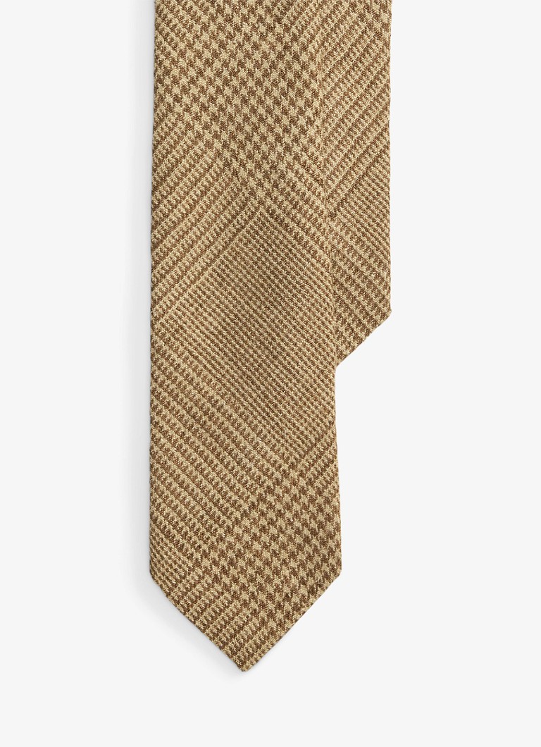 Ralph Lauren Heren Glen stropdas in zijdeblend met ruitdessin in de kleur Brown/Tan / Bruin