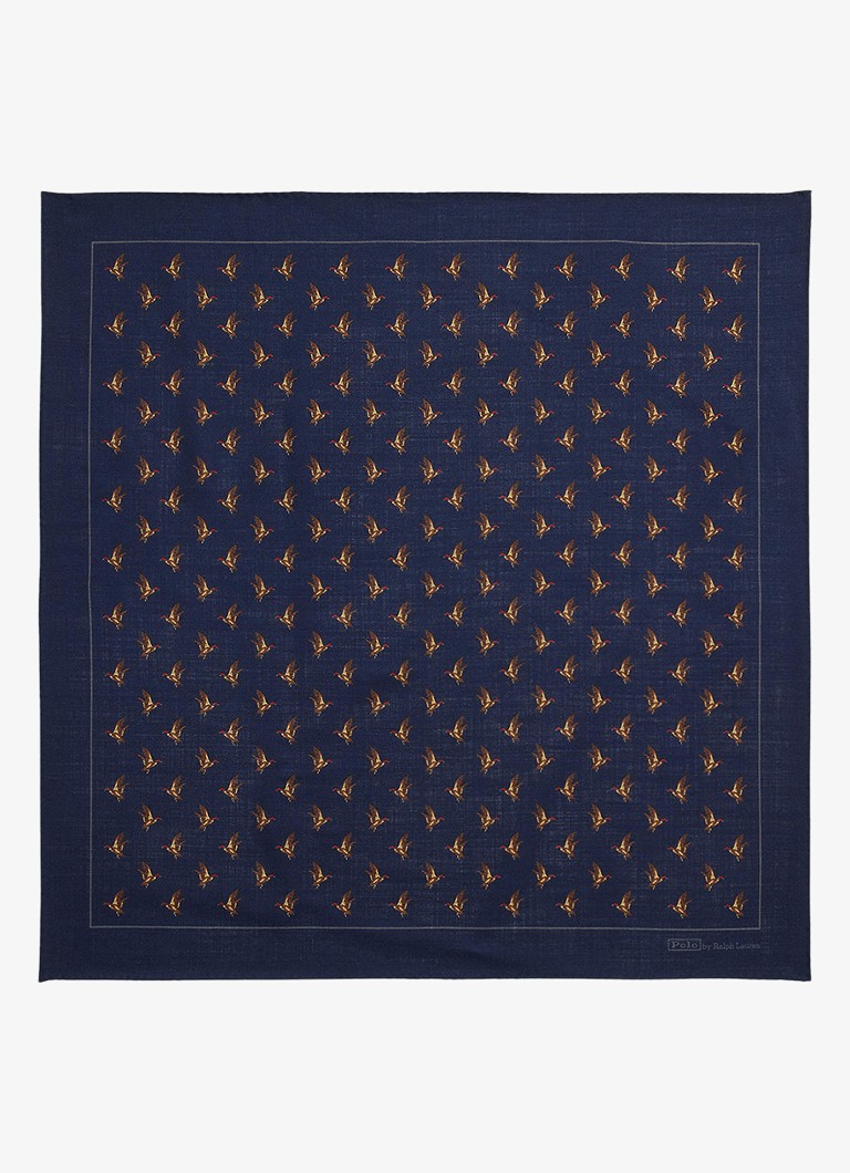Ralph Lauren Heren Bandana van wol met dierenprint in de kleur Navy / Donkerblauw