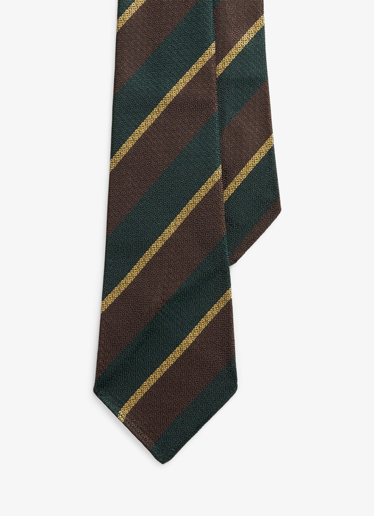 Ralph Lauren Heren Vintage stropdas van zijde met streepprint in de kleur Brown/Green / Bruin