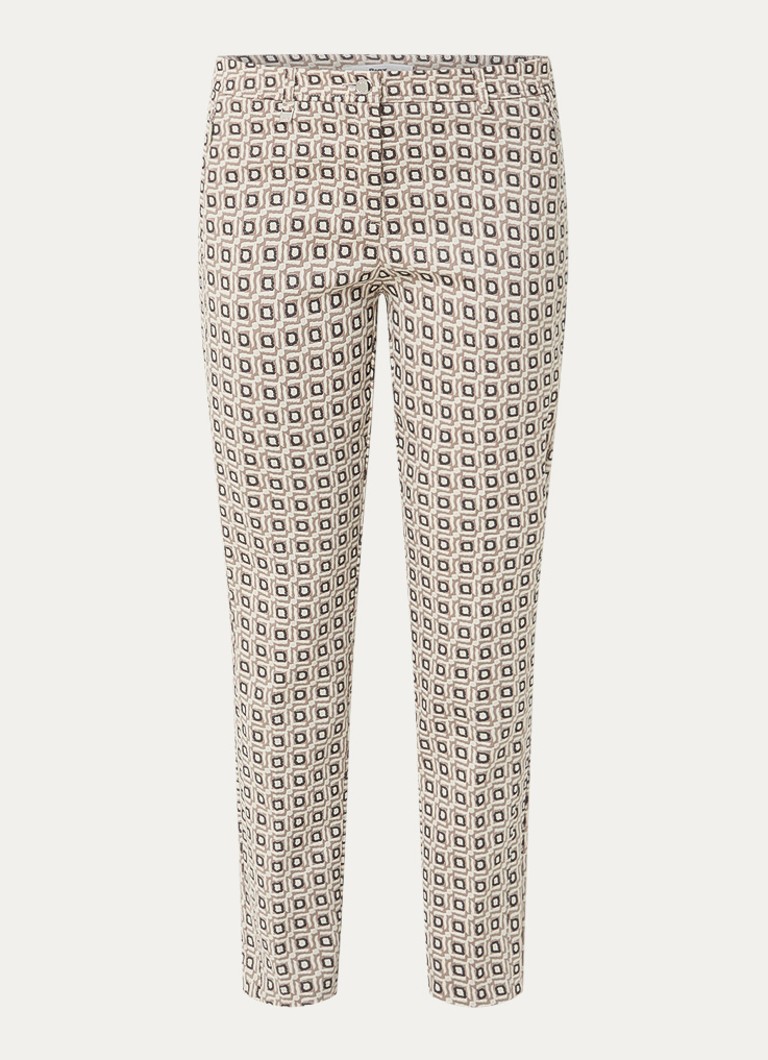 BRAX Dames Maron S low waist straight fit cropped chino met grafische print in de kleur Beige