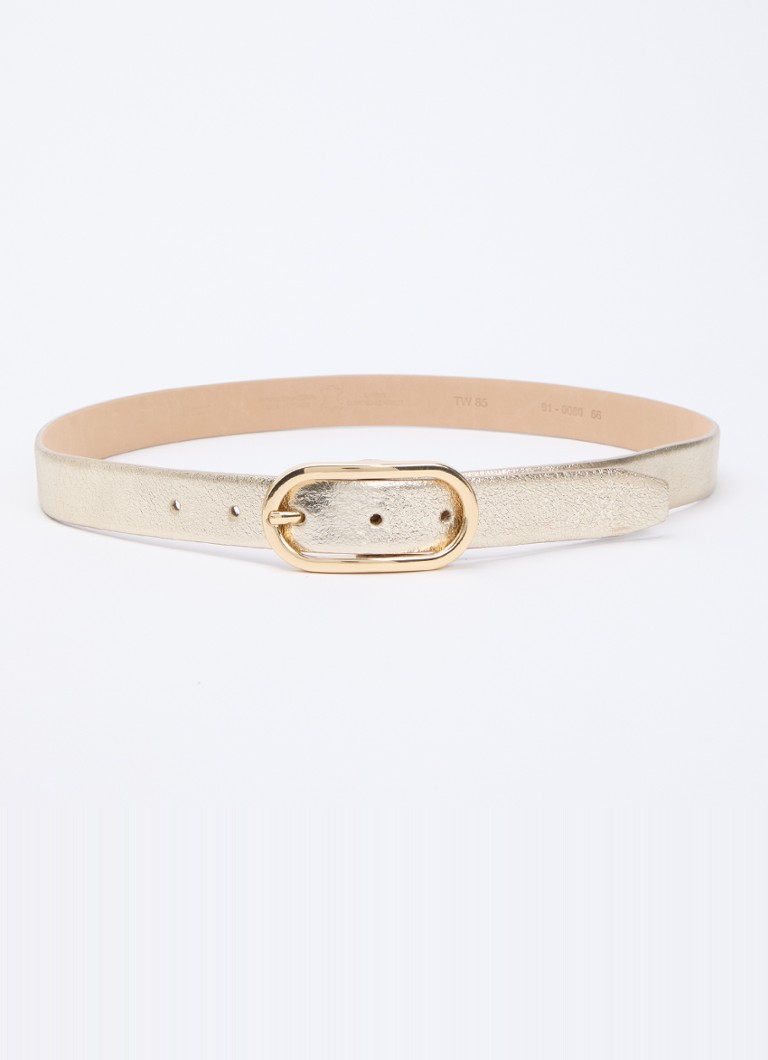 BRAX Dames Dob riem van leer met metallic finish in de kleur Witgoud