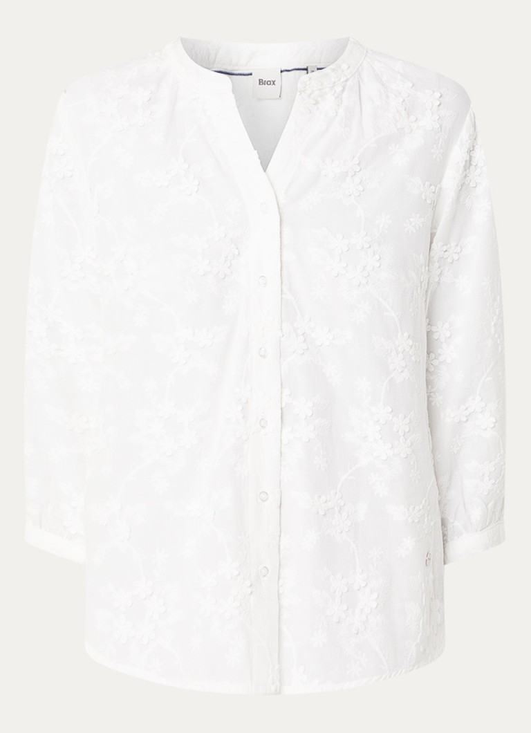 BRAX Dames Velia blouse met bloemborduring in de kleur Wit
