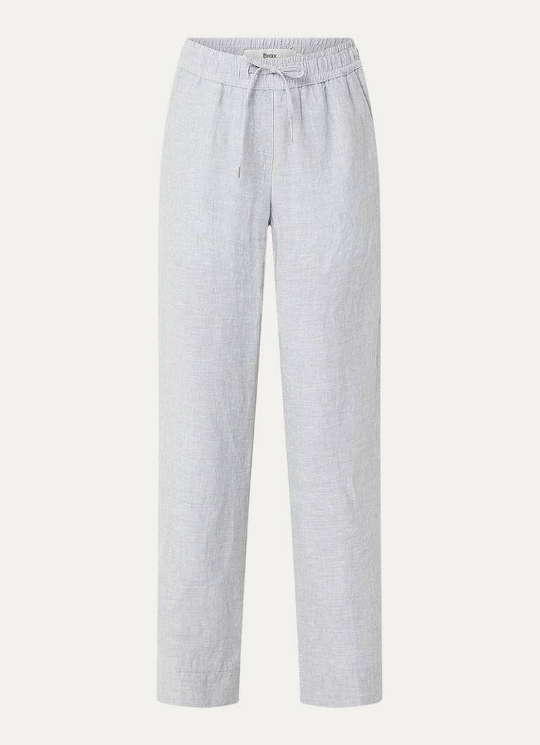 BRAX Dames Farina loose fit pantalon van linnen met steekzakken in de kleur Lichtblauw