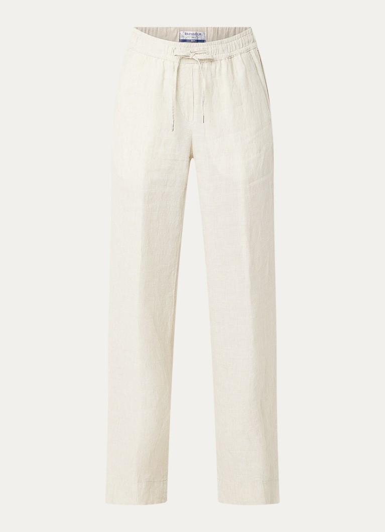 BRAX Dames Farina loose fit pantalon van linnen met steekzakken in de kleur Creme