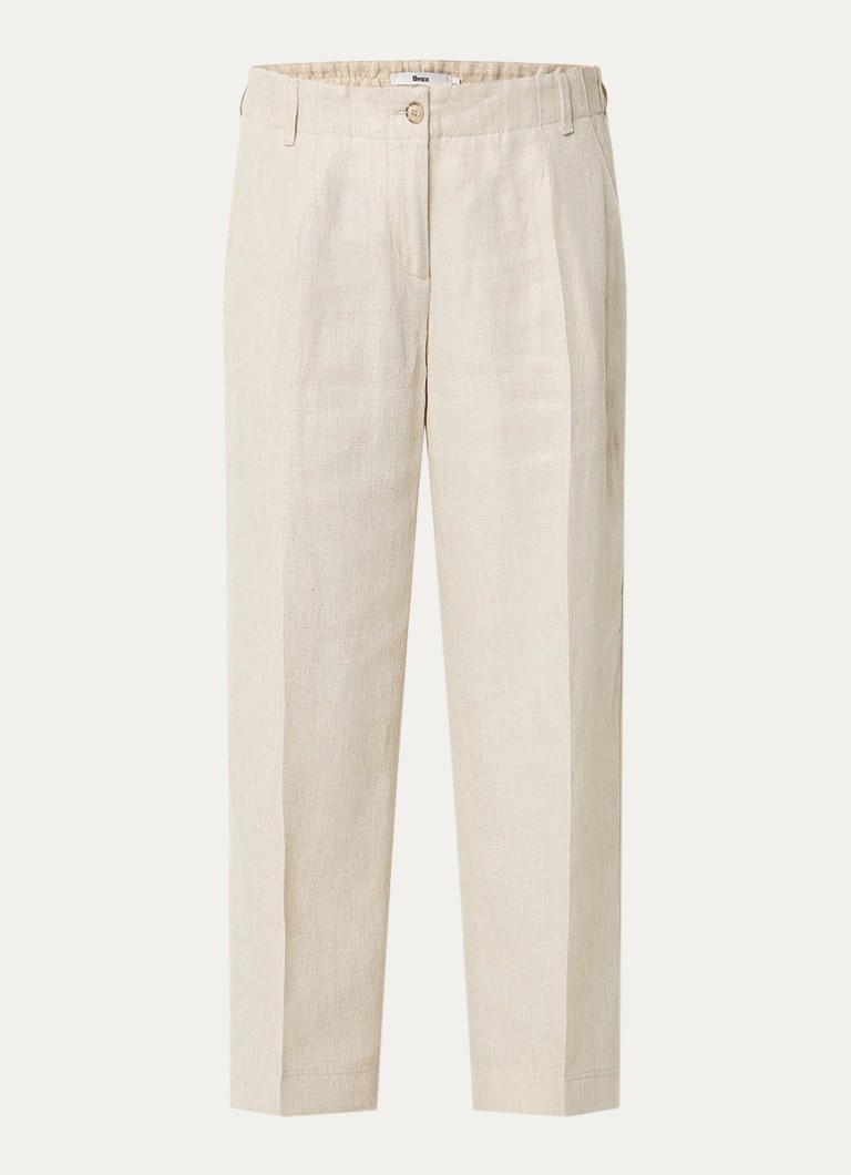 BRAX Dames Maine low waist straight fit chino in linnenblend in de kleur Beige
