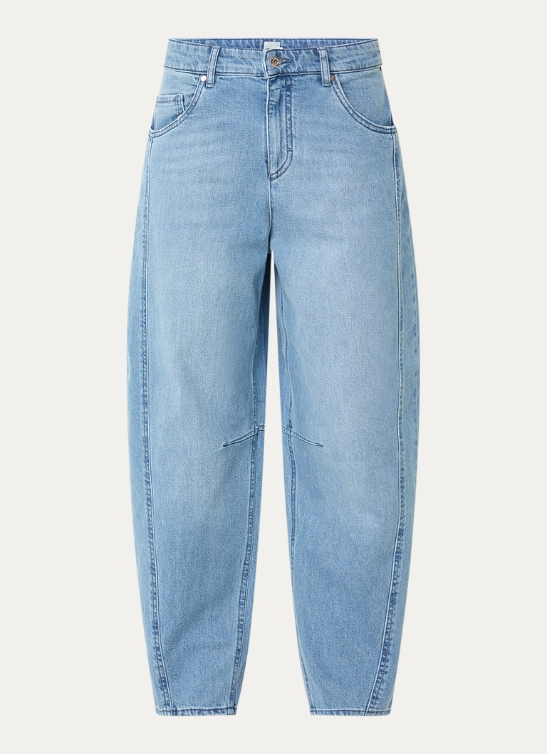 BRAX Dames Megan mid waist tapered fit cropped jeans met lichte wassing in de kleur Lichtblauw