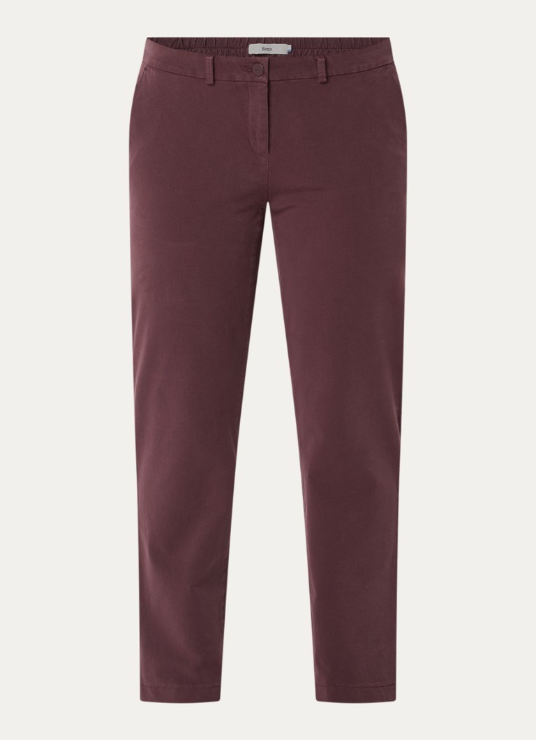 BRAX Dames Maron mid waist slim fit broek met steekzakken in de kleur Aubergine