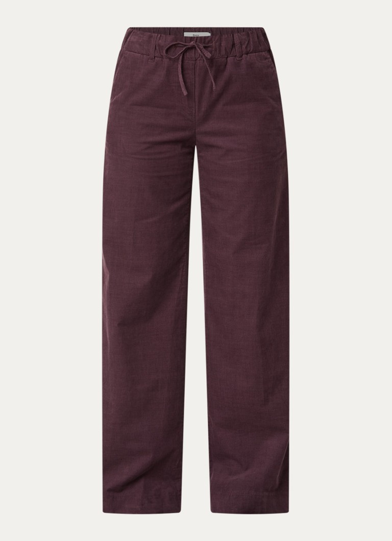 BRAX Dames Maine mid waist straight fit broek van corduroy in de kleur Aubergine