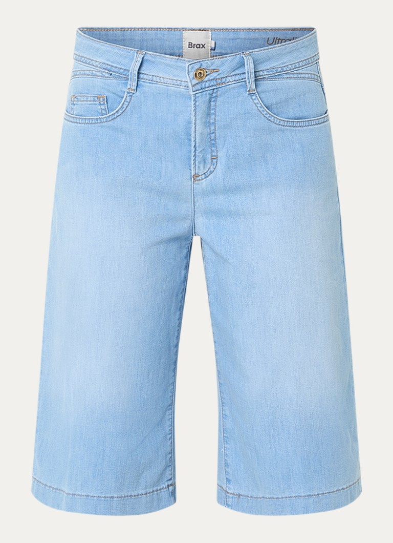 BRAX Dames Maine B high waist straight fit korte broek van denim in de kleur Indigo
