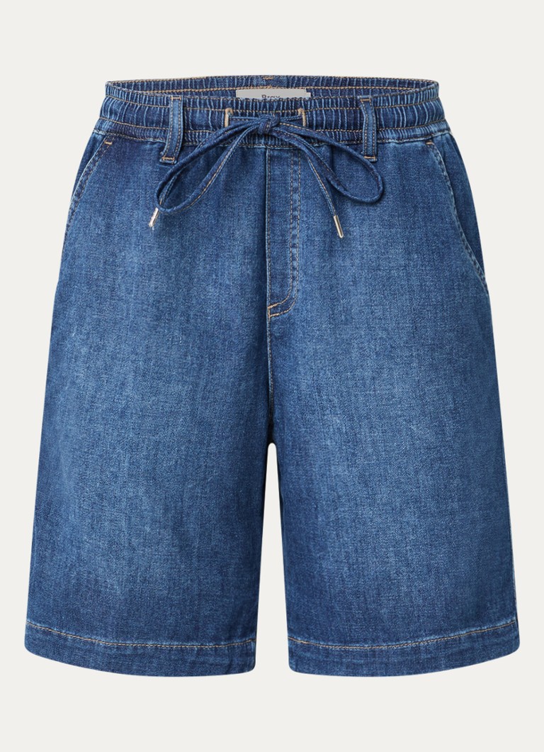 BRAX Dames Maine mid waist wide fit korte broek met steekzakken in de kleur Indigo