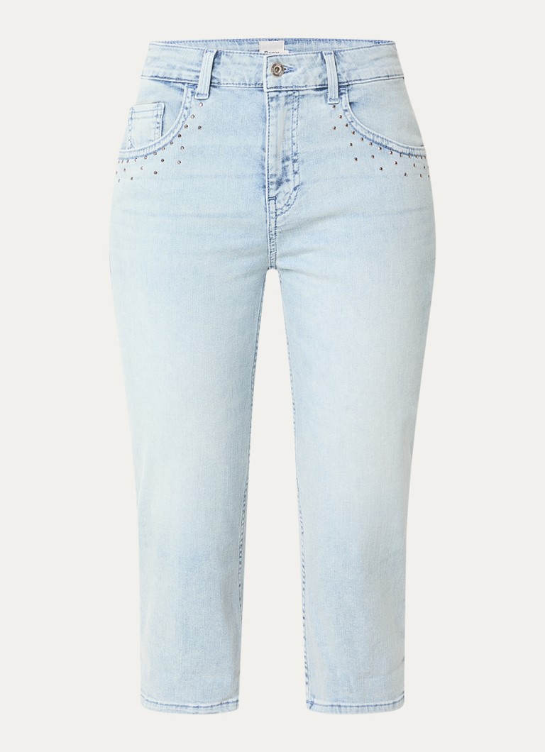 BRAX Dames High waist slim fit capri broek met steekzakken in de kleur Lichtblauw