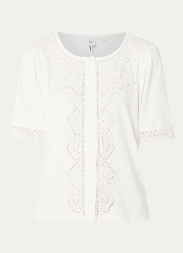 BRAX Dames Celina tuniek met broderie in de kleur Wit