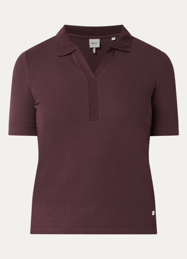 BRAX Dames Cleo polo met stretch in de kleur Aubergine