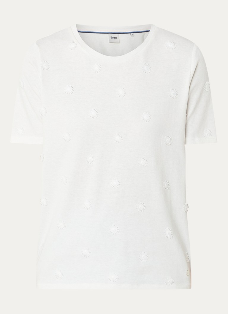 BRAX Dames Cira T-shirt met borduring in de kleur Wit