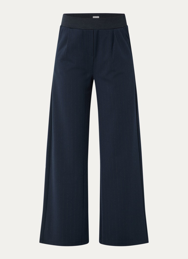 BRAX Dames Maine high waist straight fit broek met krijtstreep in de kleur Donkerblauw