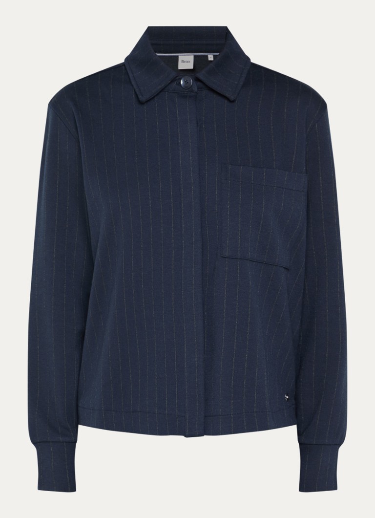 BRAX Dames Bette L overshirt met krijtstreep in de kleur Donkerblauw