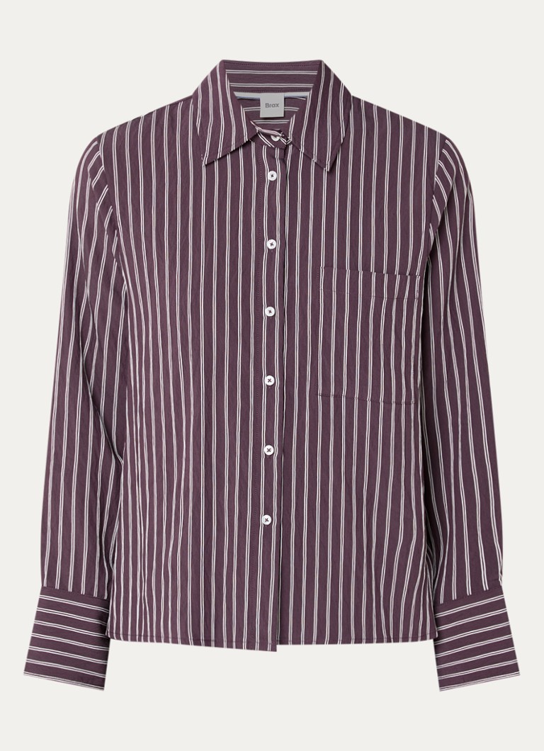 BRAX Dames Vica blouse met streepdessin in de kleur Aubergine