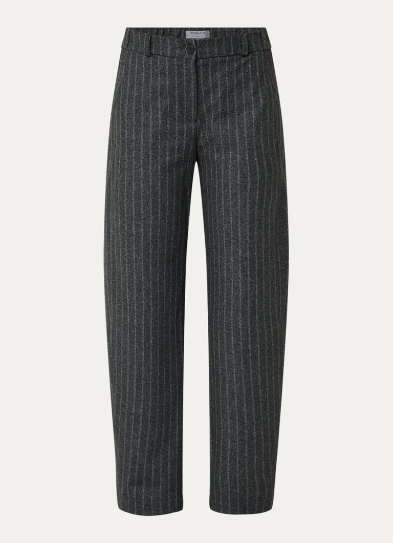 BRAX Dames Peggy O high waist tapered fit pantalon met streepprint in de kleur Antraciet