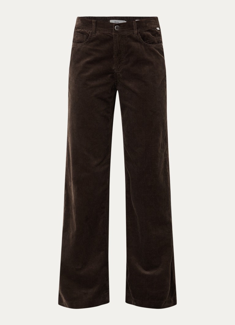 BRAX Dames Maine mid waist straight fit broek van corduroy in de kleur Bruin