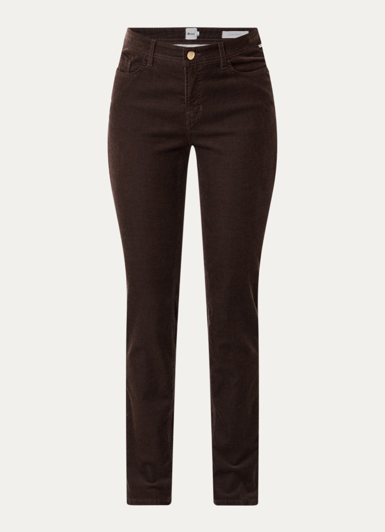 BRAX Dames Mary mid waist skinny fit chino van corduroy in de kleur Donkerbruin