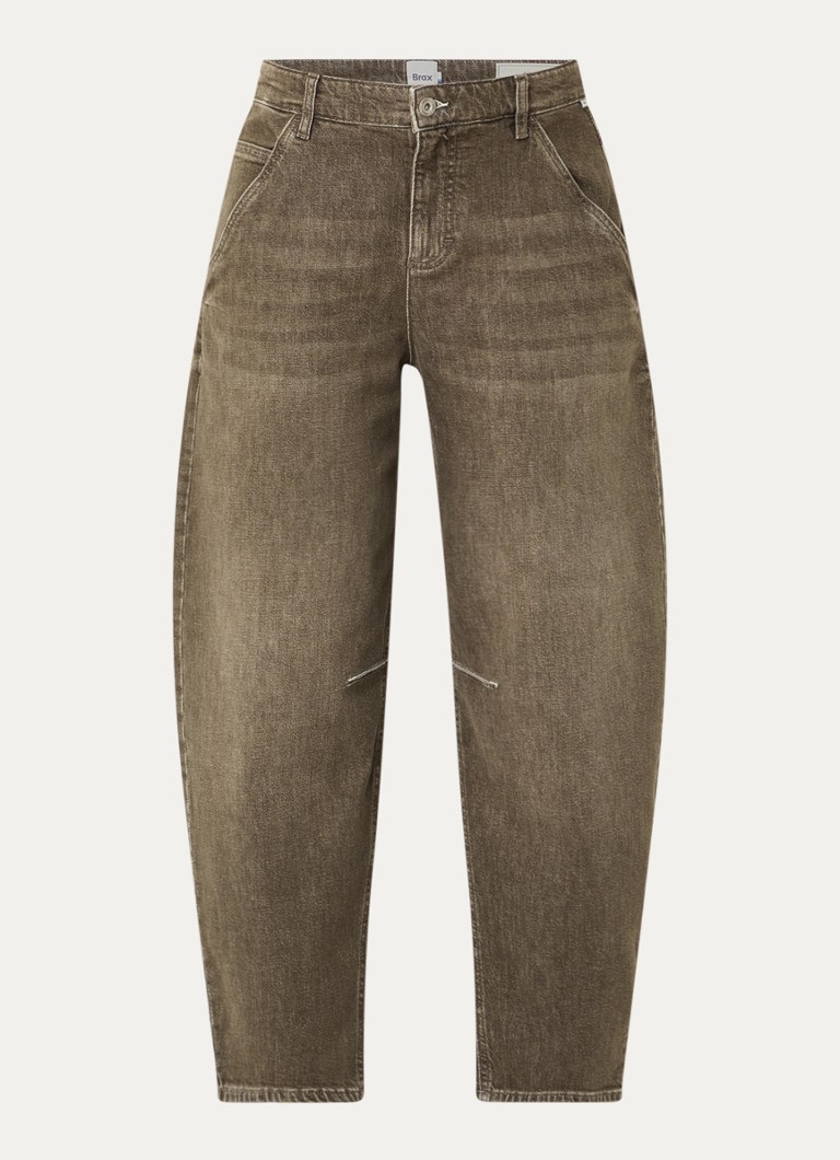 BRAX Dames Megan S high waist tapered jeans met verwassen afwerking in de kleur Bruin
