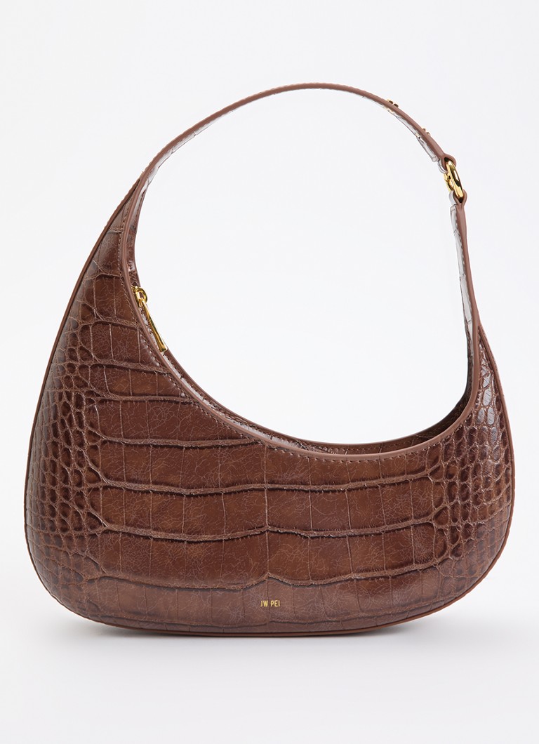 JW PEI Dames Harlee schoudertas met crocostructuur in de kleur Bruin, maat: 1SZ