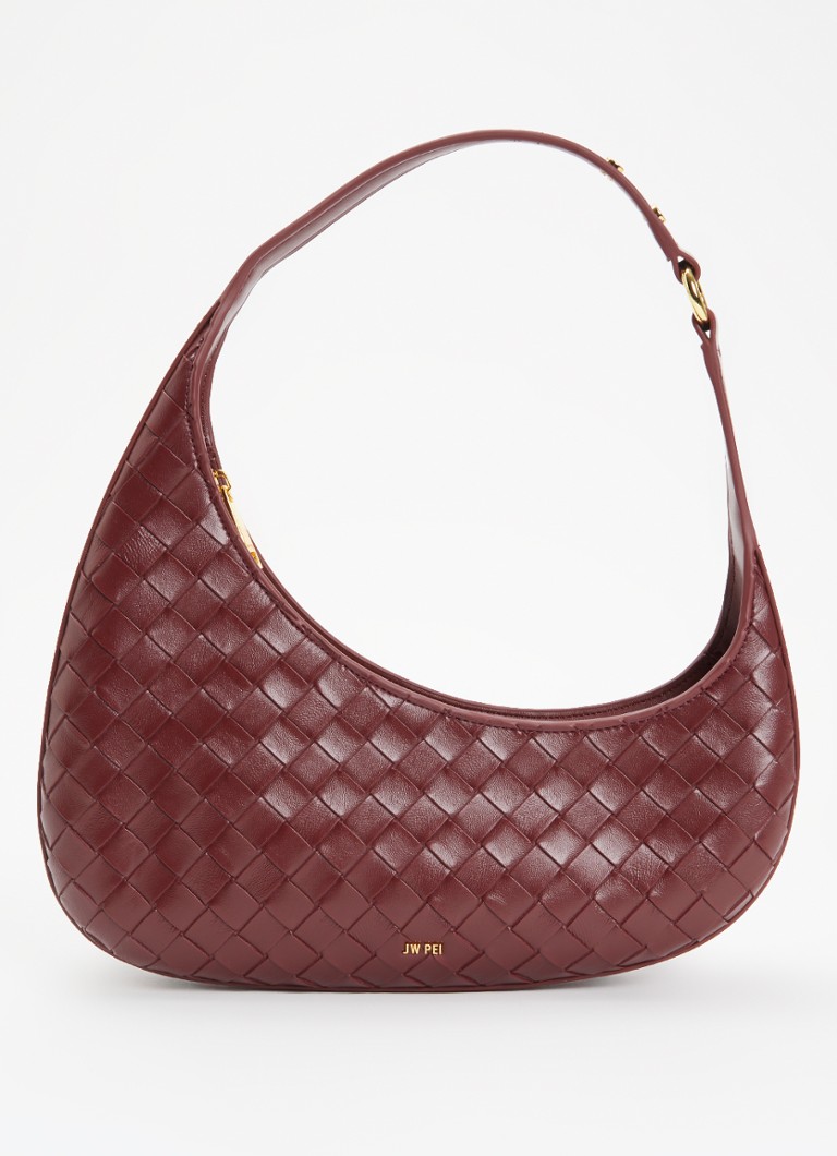 JW PEI Dames Harlee schoudertas met gevlochten detail in de kleur Bordeauxrood, maat: one size