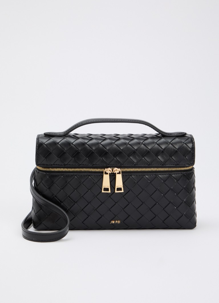 JW PEI Dames Thea handtas met gevlochten detail en afneembare schouderriem in de kleur Zwart, maat: one size