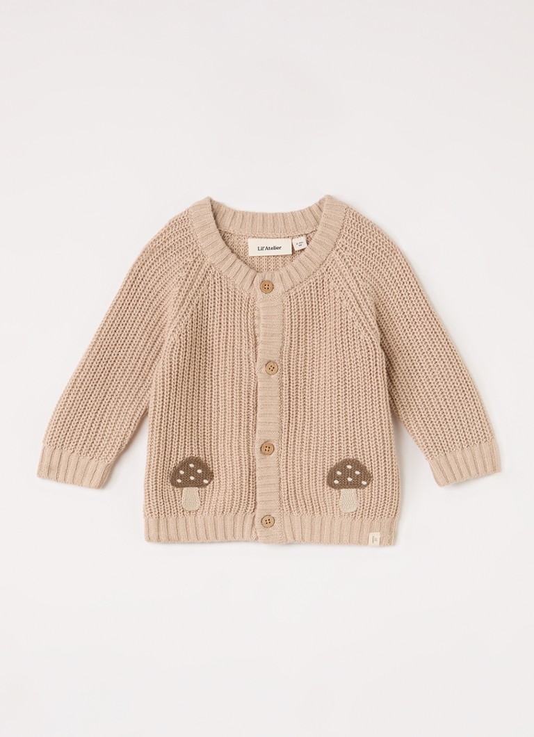 Lil 'Atelier Jongens NBMEmlen grofgebreid vest met borduring in de kleur Beige, maat: 80