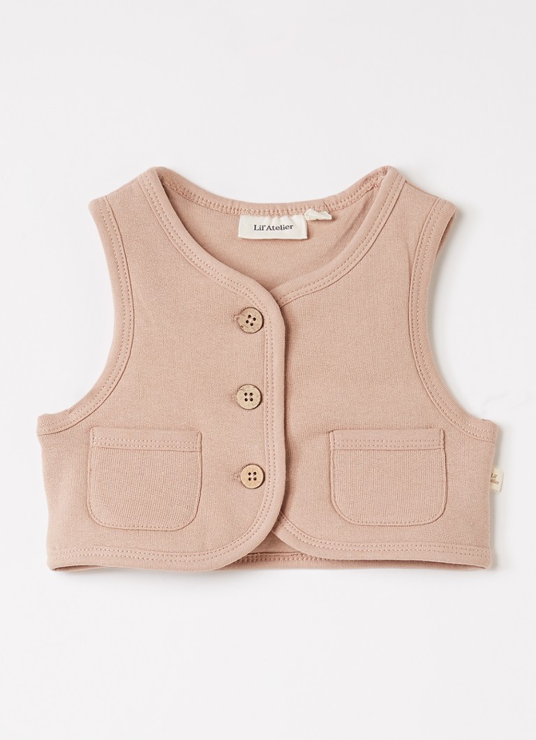 Lil 'Atelier Meisjes NBFJobo Tia gilet met borduring in de kleur Donkerbruin, maat: 86