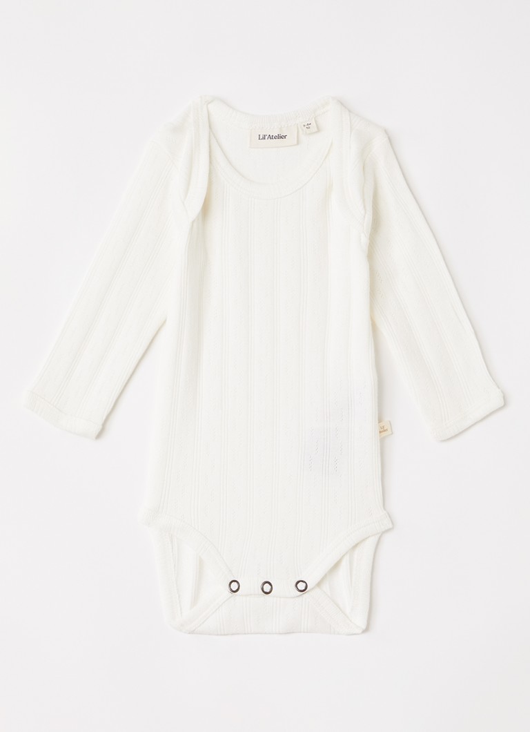Lil 'Atelier Jongens NBNBob romper met stretch in de kleur Gebroken wit, maat: 80