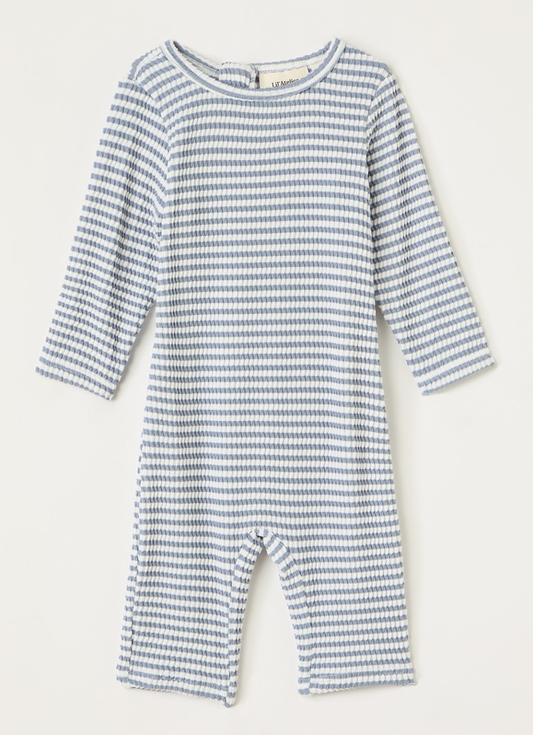 Lil 'Atelier Jongens NBFFredo babypak met streepprint in de kleur Staalblauw, maat: 86
