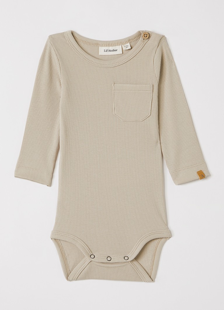 Lil 'Atelier Jongens NBMLago romper met ribstructuur in de kleur Zand, maat: 62