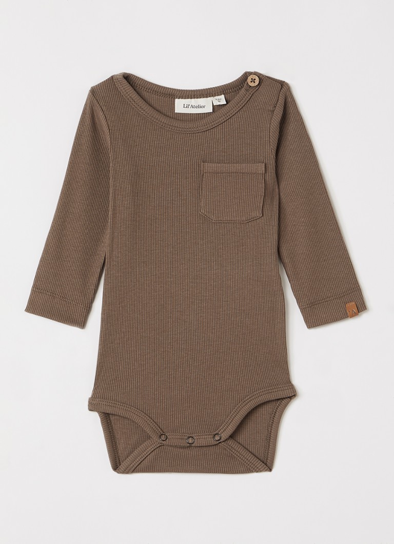 Lil 'Atelier Jongens NBMLago romper met ribstructuur in de kleur Bruin, maat: 74