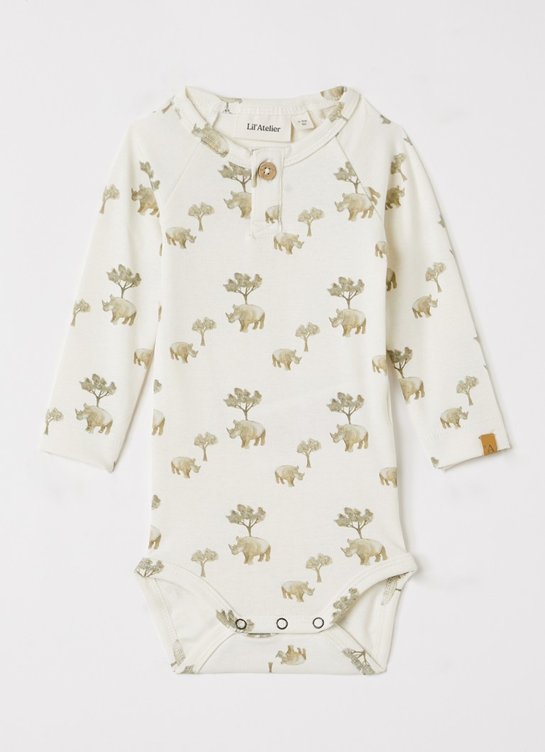 Lil 'Atelier Jongens NBMLAyo romper met print in de kleur Gebroken wit, maat: 86