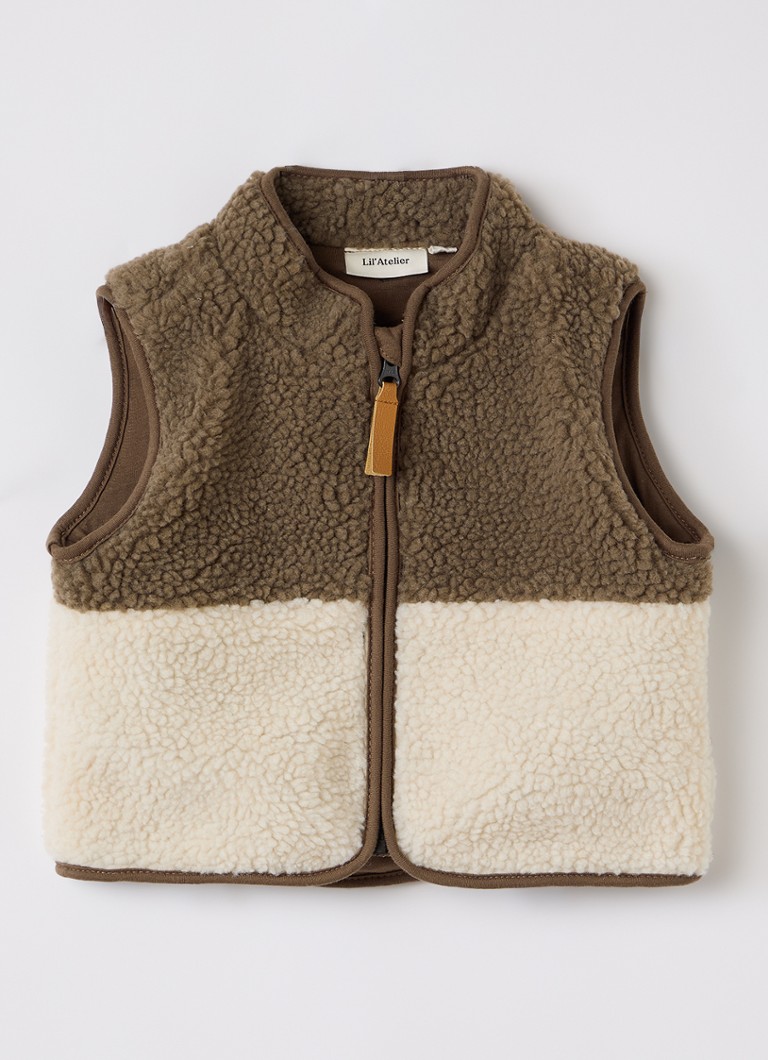 Lil 'Atelier Meisjes NBMLayo bodywarmer van teddy in de kleur Bruin, maat: 86