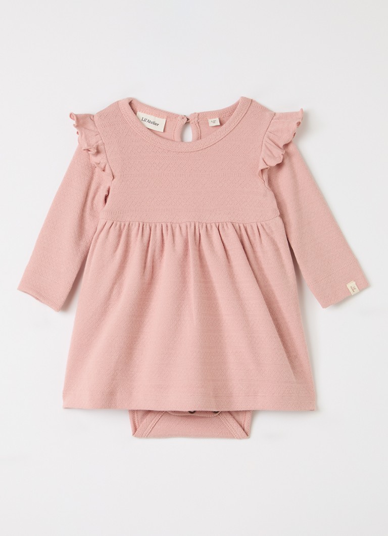 Lil 'Atelier Meisjes NBFDimia jurk met rouches in de kleur Oudroze, maat: 86