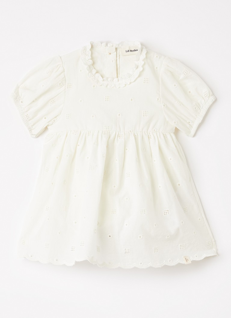 Lil 'Atelier Meisjes NBFFlores tuniekjurk met broderie in de kleur Gebroken wit, maat: 80