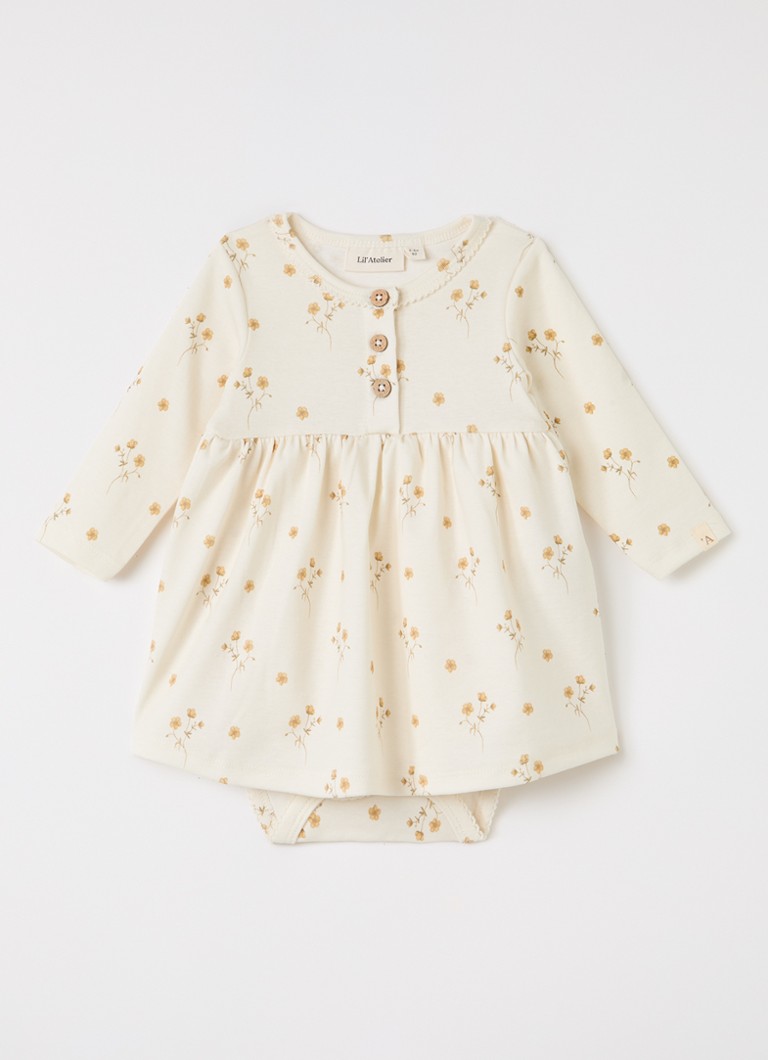 Lil 'Atelier Meisjes NBFLayo jurk met bloemenprint in de kleur Creme, maat: 68