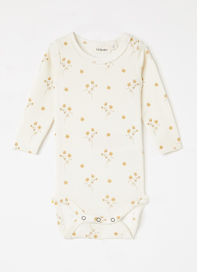 Lil 'Atelier Meisjes NBFLayo romper met bloemenprint in de kleur Creme, maat: 68