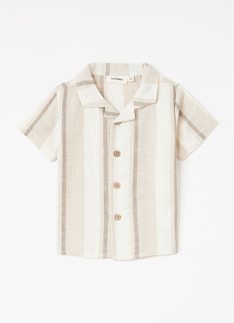 Lil 'Atelier Jongens NBMFibert overhemd met streepprint in de kleur Beige, maat: 86