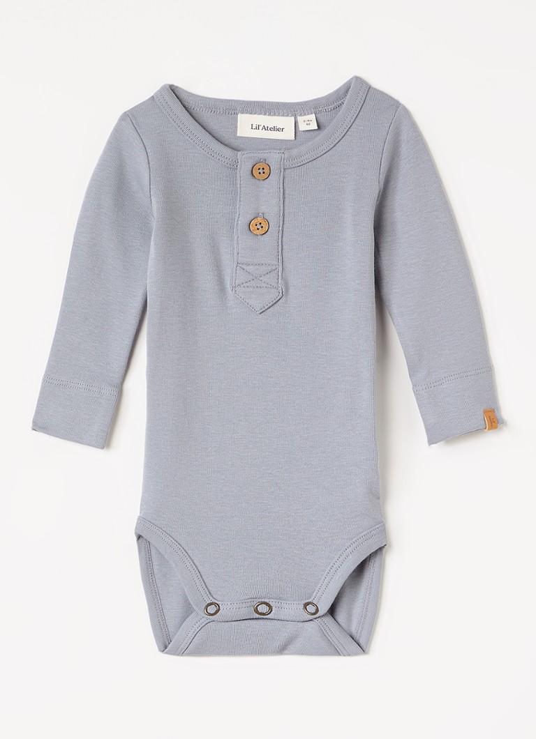 Lil 'Atelier Jongens NBMGeo Lom romper met ronde hals in de kleur Staalblauw, maat: 68