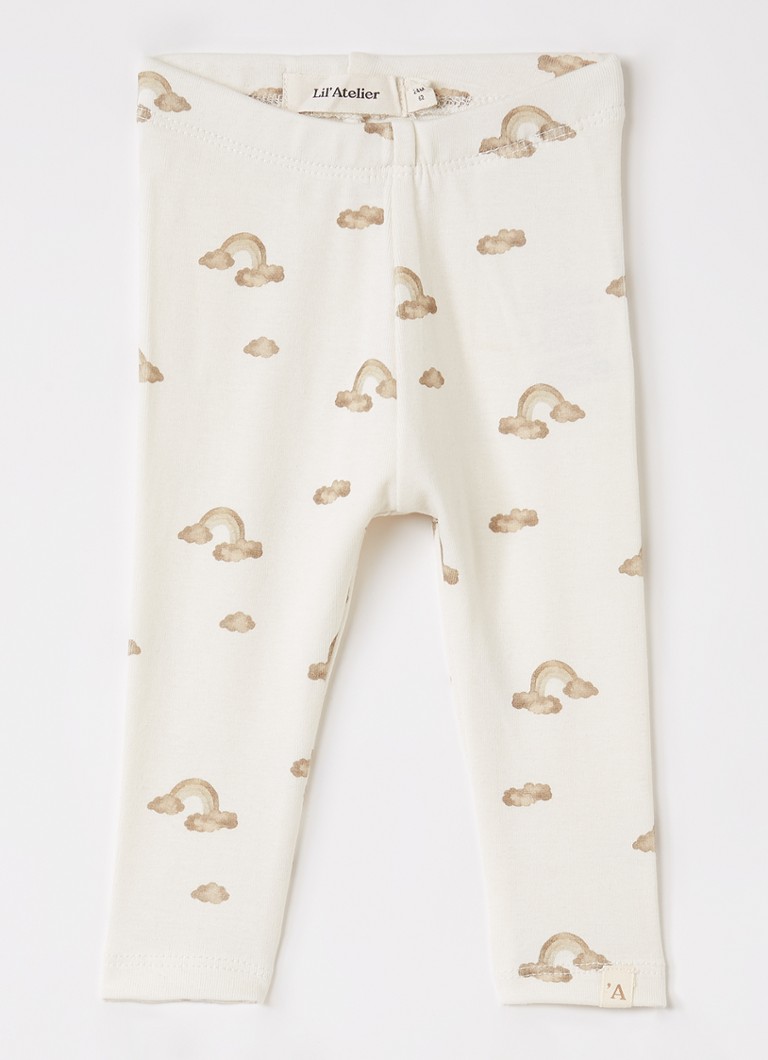 Lil 'Atelier Jongens Nbnlayo legging met print in de kleur Gebroken wit, maat: 68