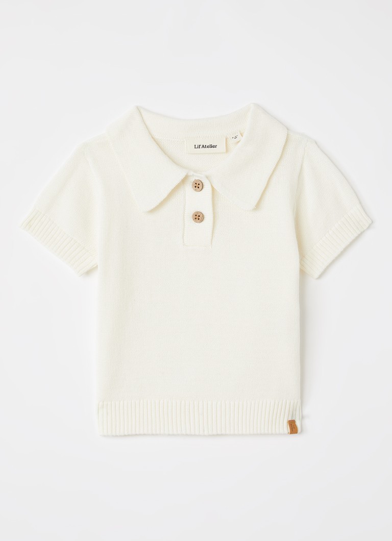 Lil 'Atelier Jongens NBMGayo fijngebreide polo in de kleur Gebroken wit, maat: 74